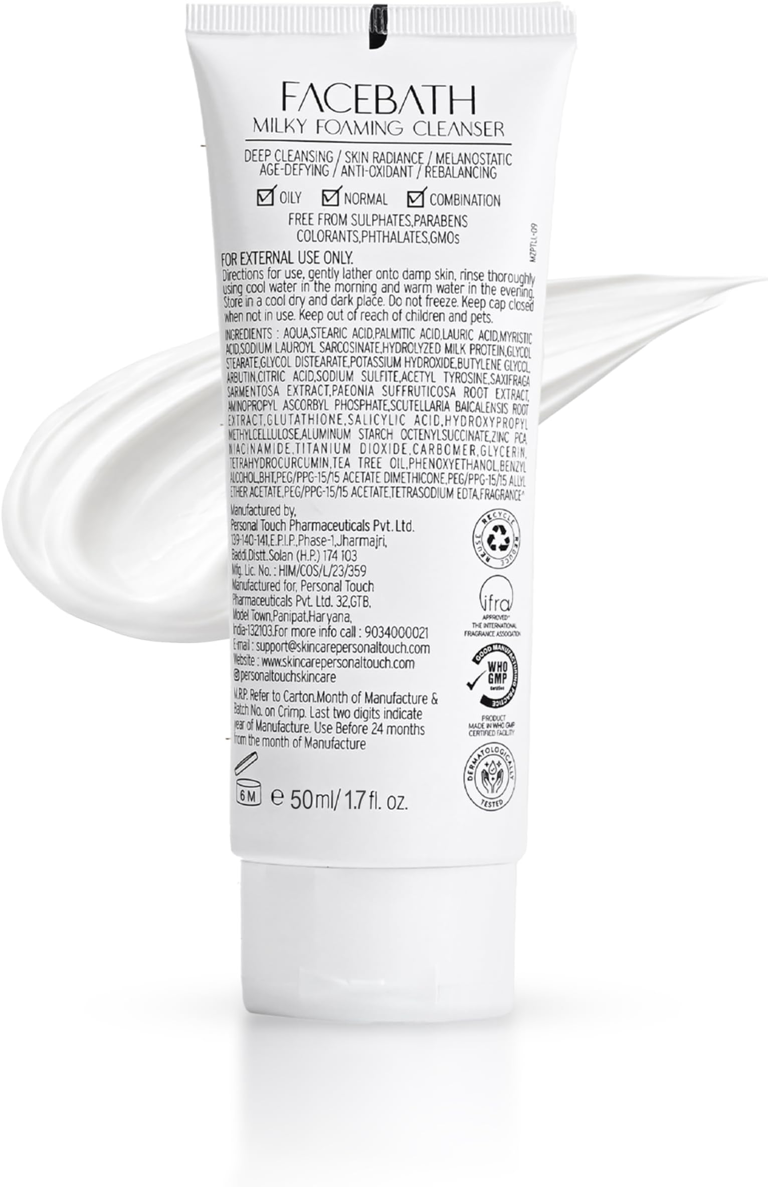 Personal Touch Face Wash for Women & Men | Deep Cleansing Face Cleanser with Niacinamide, Salicylic Acid & Tea Tree | Radiance, Pigmentation Care | Age-Defying, Anti-Oxidant, Rebalancing | 50 ml