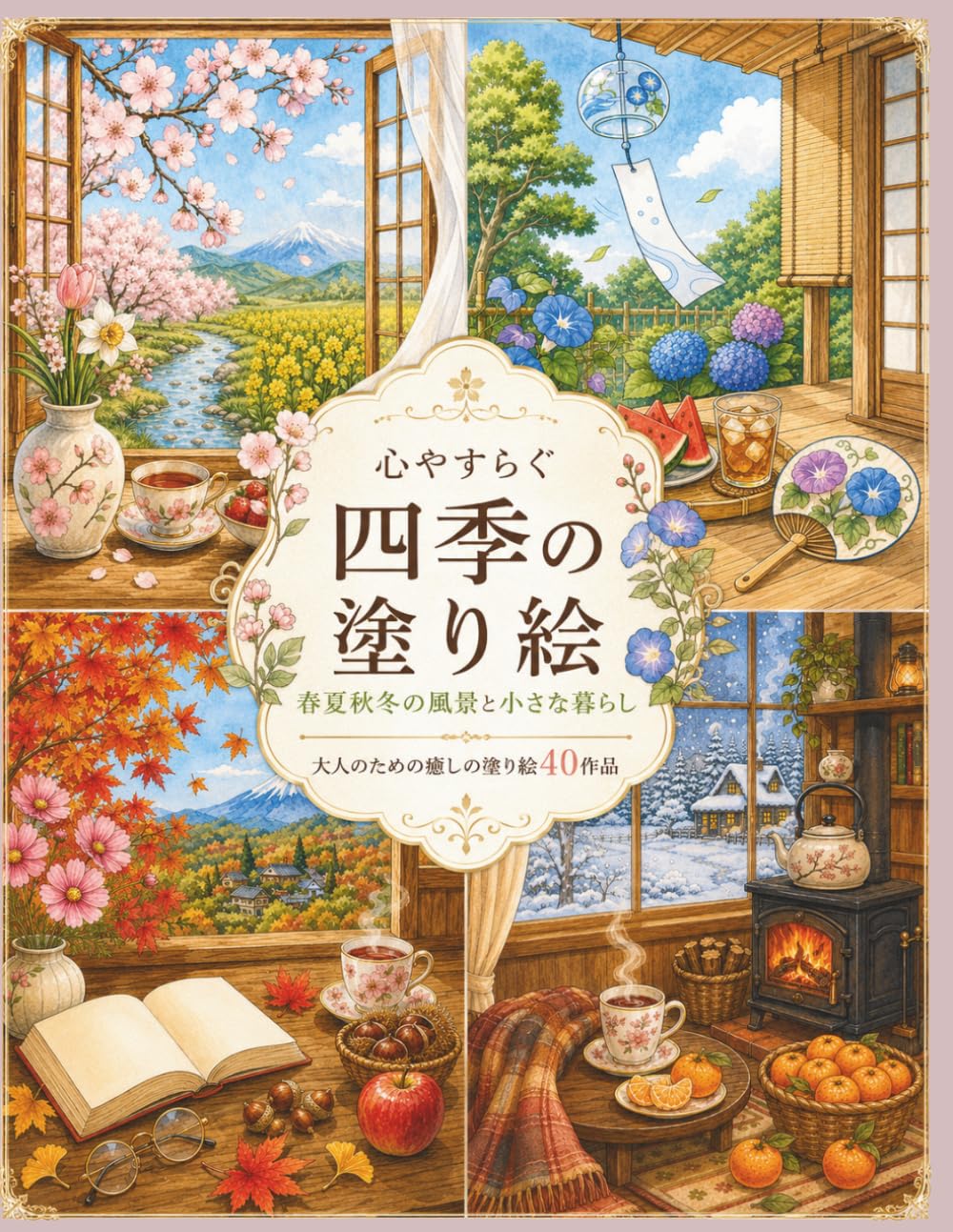 心やすらぐ 四季の塗り絵: 春夏秋冬の風景と小さな暮らし