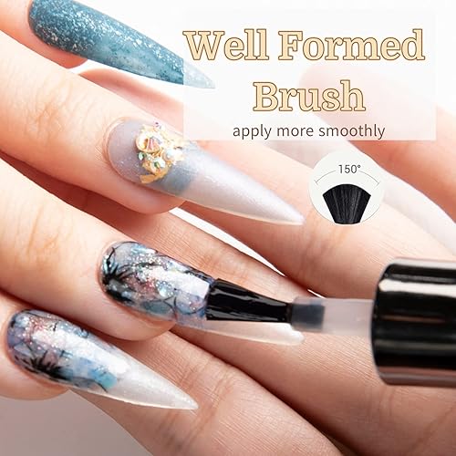 Miniatura 4 de Skywei 2 piezas de gel superior y capa base de 05fl oz esmalte de uñas de gel transparente acabado brillante capa superior de larga duración esmalte