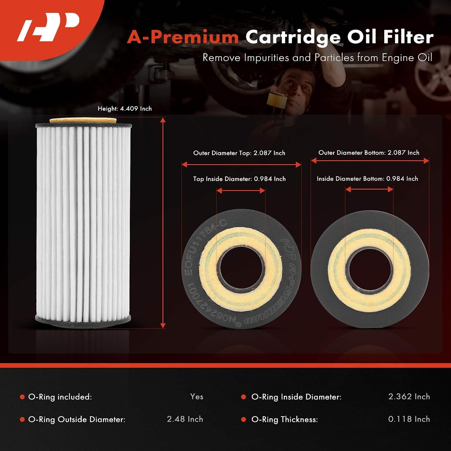 A-Premium 20K Miles Upgrated Protection Oil Filter Compatible with Volkswagen & Audi & Porsche Models - Jetta, Passat, Golf, Tiguan, A4, Q5, Beetle, Atlas, Q7, A5 Quattro, A6, A3, Macan, Q3
