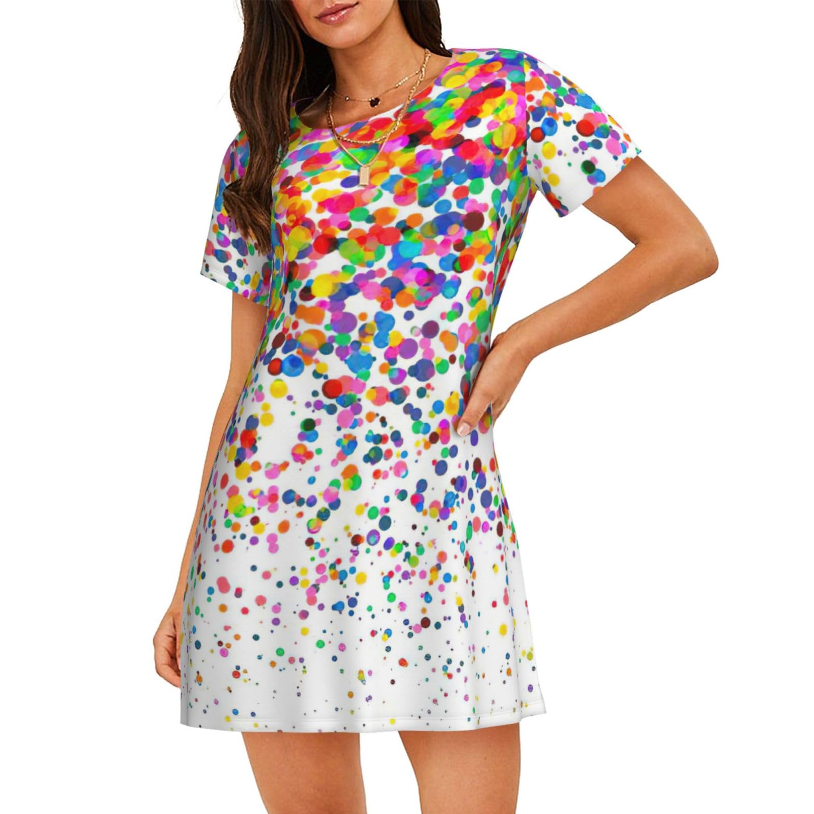 Chemise de nuit légère contre la chaleur nocturne imprimé pois - 8