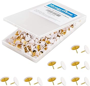 HongyiTime 400 PCS White Push Pins,White Thumb Tacks, Wall Tacks, Tacks, Push Pin,Thumbtack, Flat Push Pins, Thumbtacks Flat, Push Pins for Cork Board, Push Pins for Wall, Board Pins...