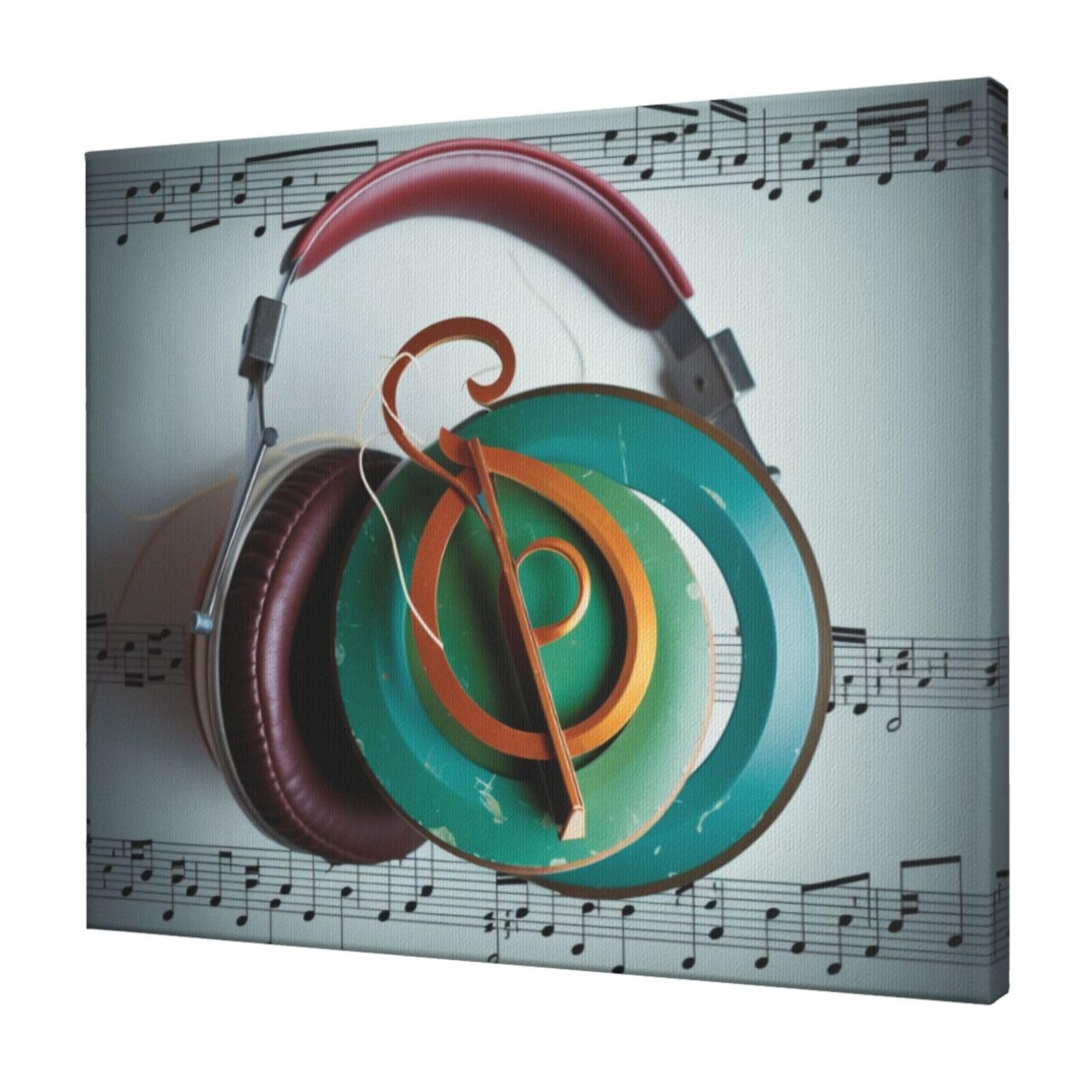 YKLJG Music Printed Wall Art Canvas Prints 60x50 CM Wooden Framed Picture Painting Artwork for Bedroom Kitchen Home Office Decor