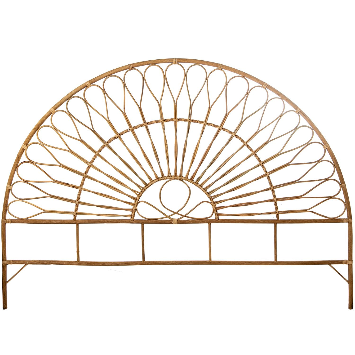 Cabecero de Cama de Ratan en Natural semicirculo para Camas de hasta 150 cm 155x2.5x116 cm