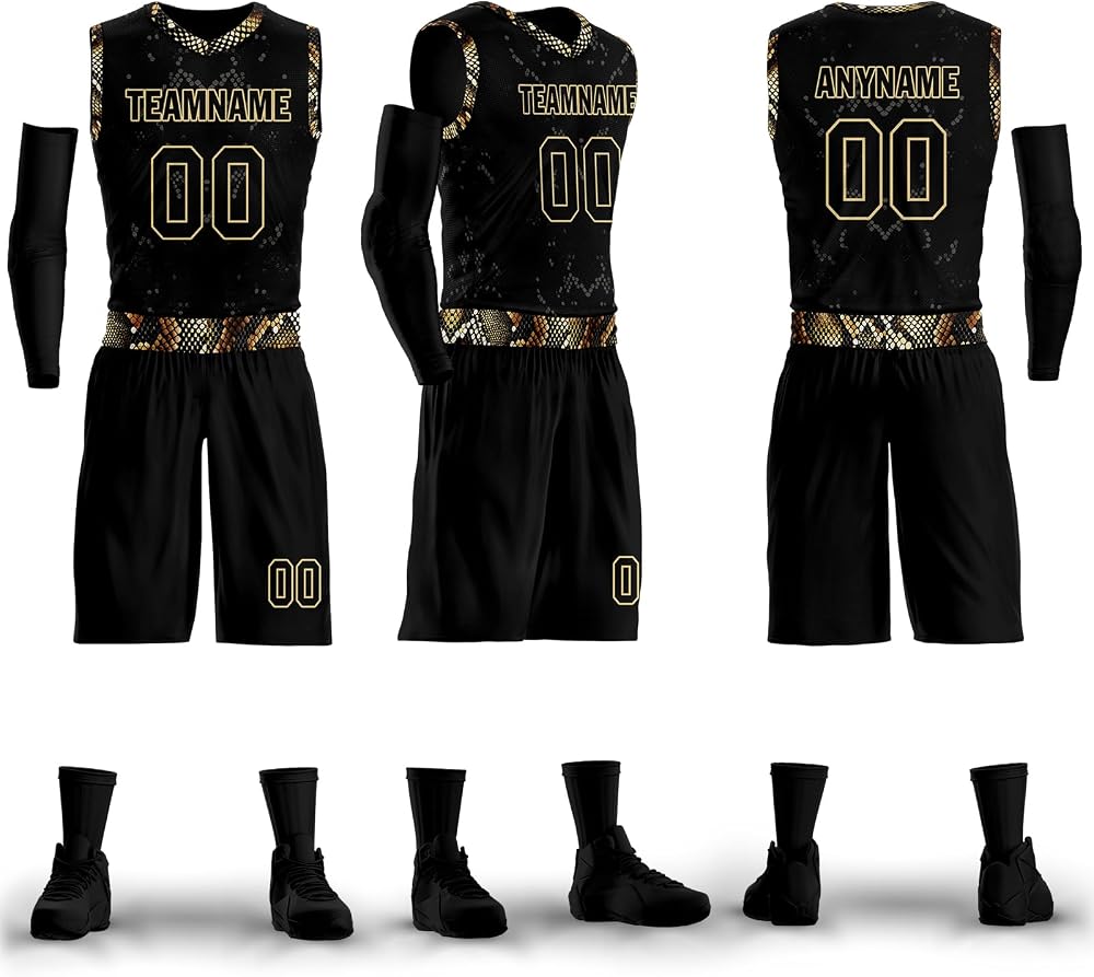 Custom Basketball Jersey Set for Men Women Snake Floral Design Quick Dry Breathable Team Jersey Personalized Shirt