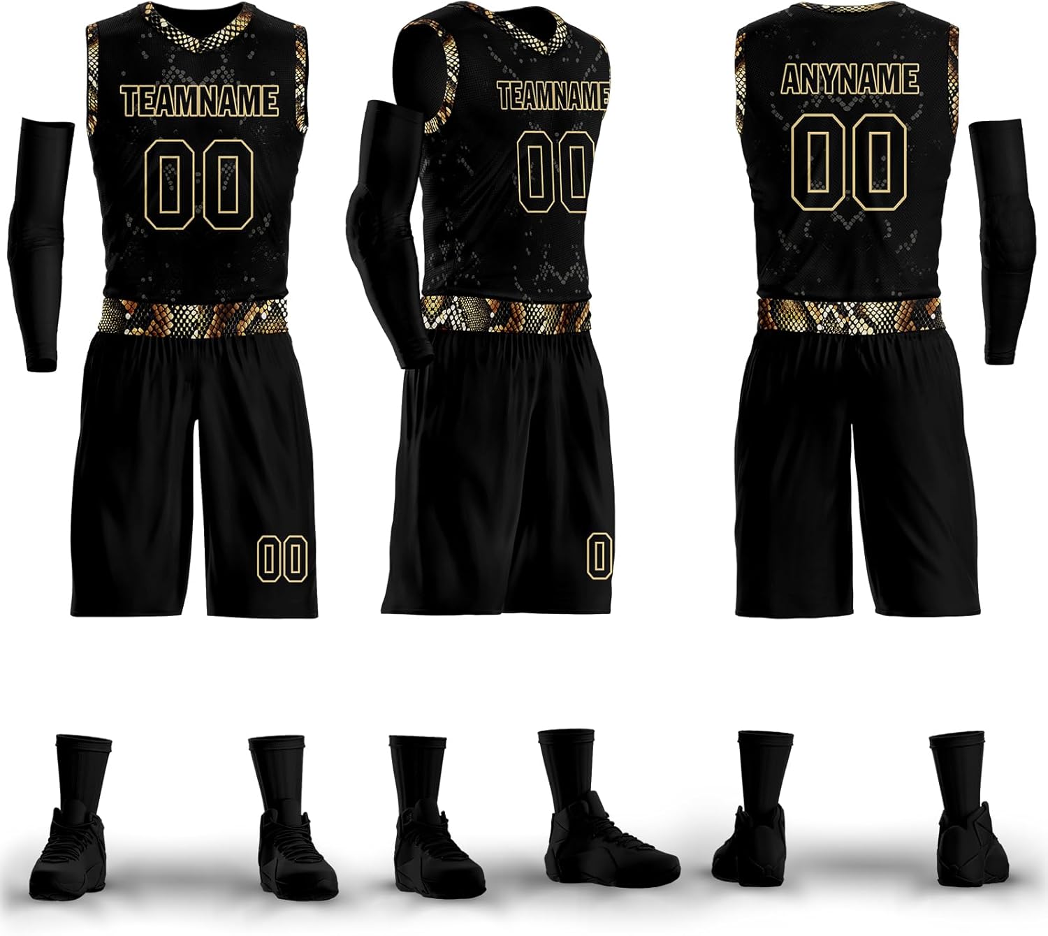 Custom Basketball Jersey Set for Men Women Snake Floral Design Quick Dry Breathable Team Jersey Personalized Shirt