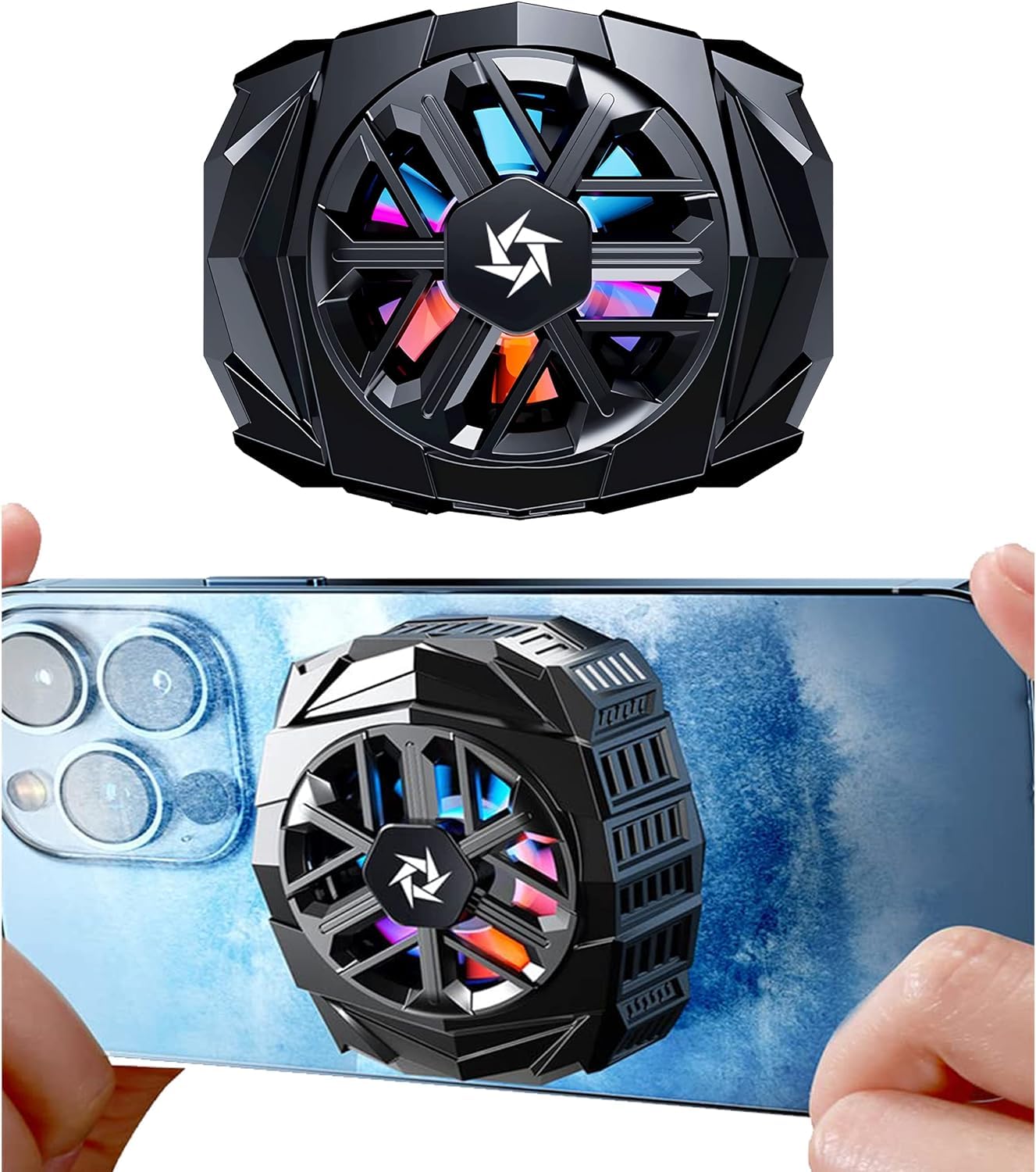 MMMA Wireless Phone Cooler Fan, Magnetic Cell Phone Cooler Built-in Battery, Portable Gaming Semiconductor Cooling Compatible with iPhone, Samsung and Google Pixel and More