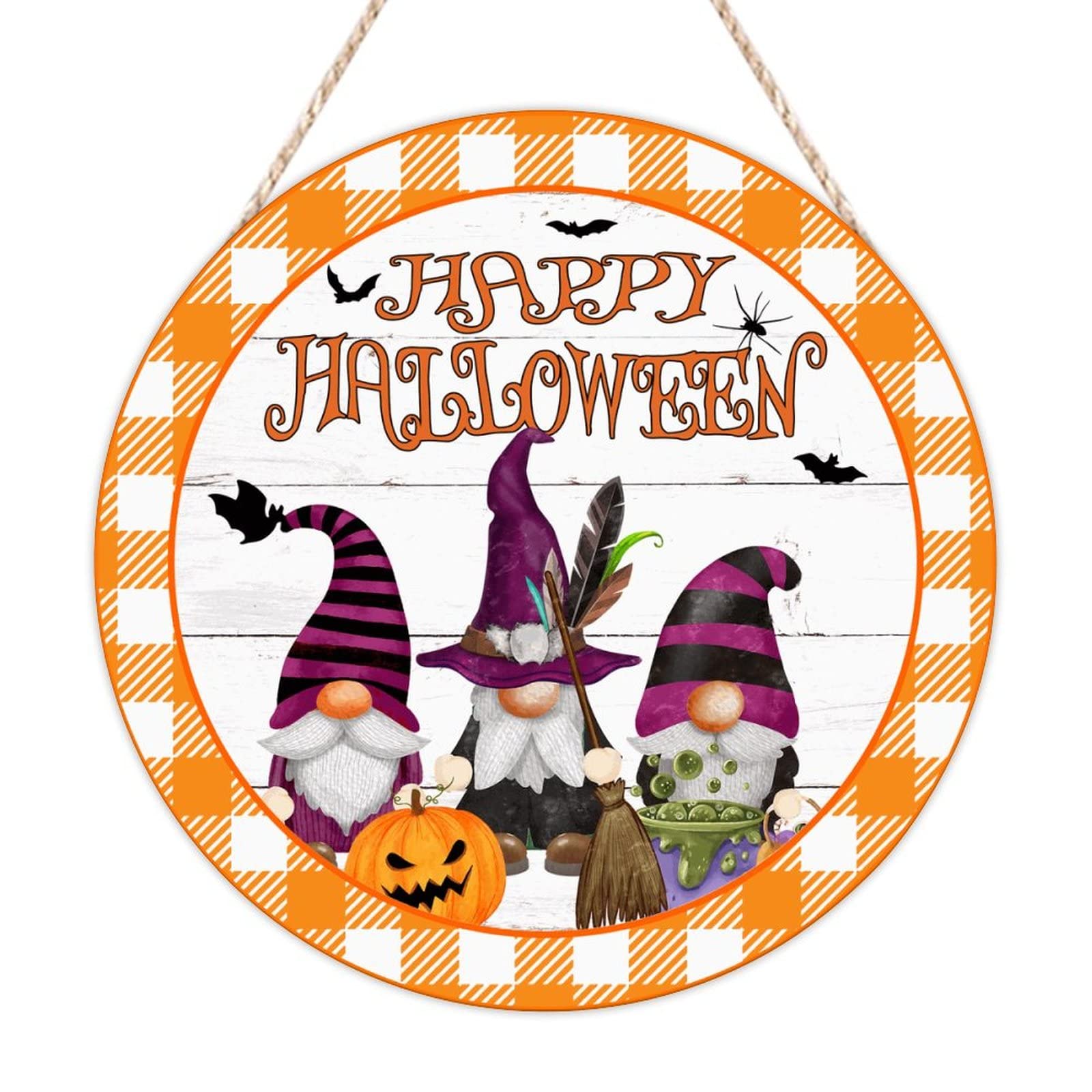 Panneau de bienvenue Halloween en bois pour porte et salon cosy