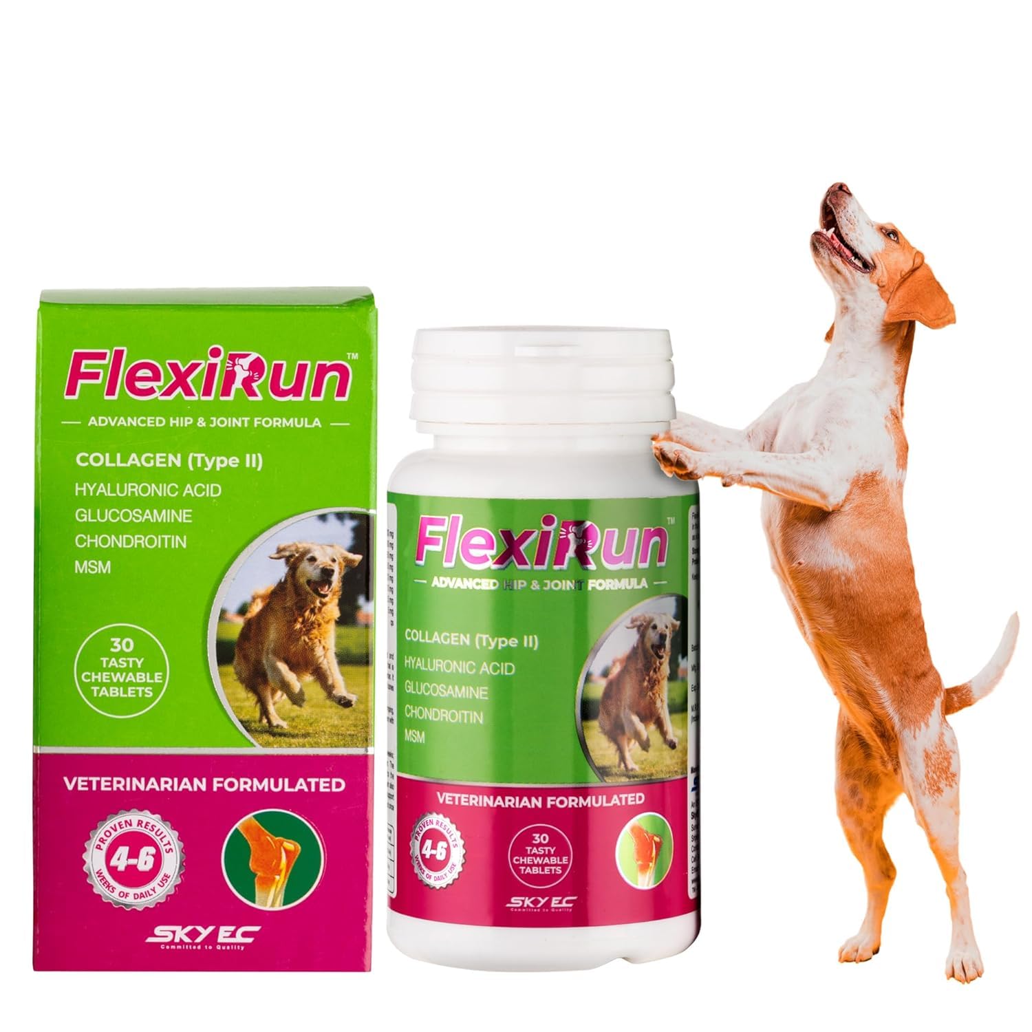 KAILVET PHARMA Flexirun Hip & Joint Supplement for Dogs – Collagen Type II, Hyaluronic Acid, Glucosamine, Chondroitin & MS...
