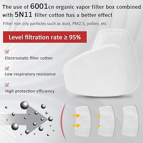 Miniatura 3 de Cartuchos y filtros de respirador - 6001 cartuchos de filtro para respirador, filtro de partículas que protegen contra vapores orgánicos, polvo y