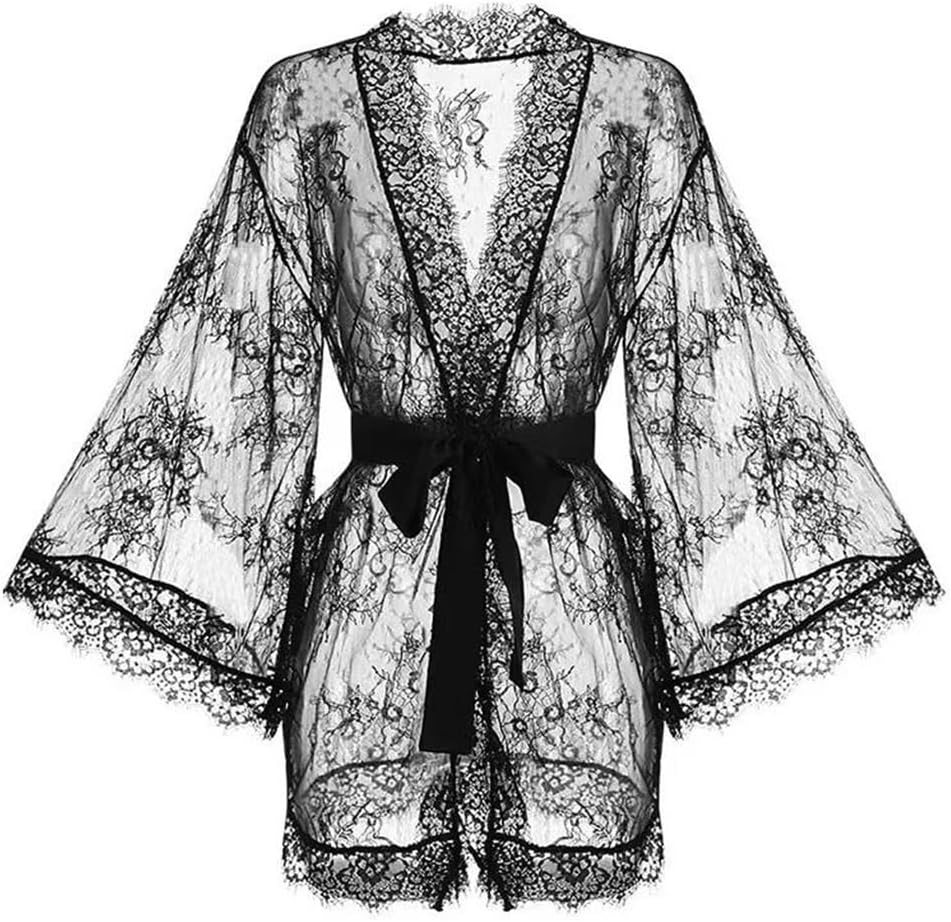 Women Lace Robe Sexy Sleepwear Lingerie Comfortable Home Wear Bathrobe For Daily Use