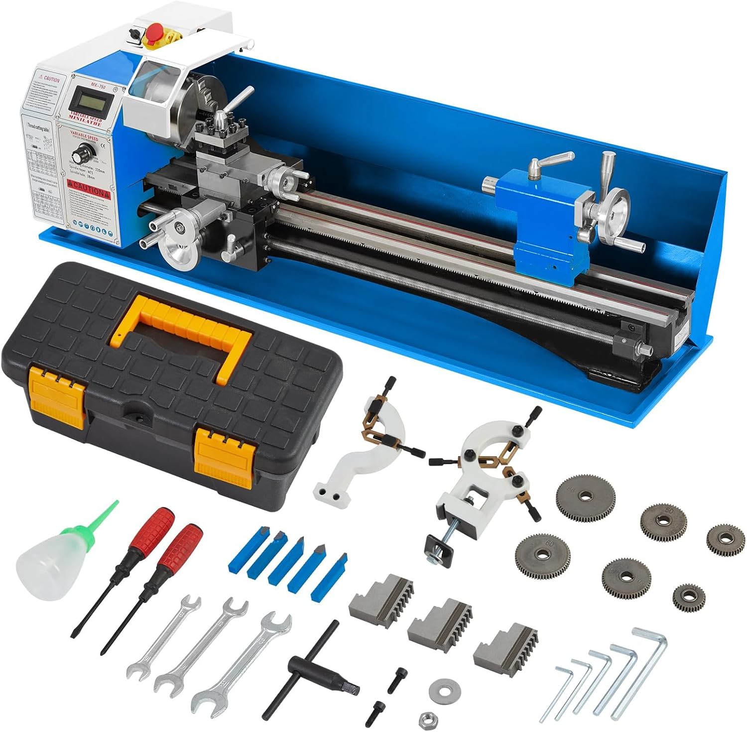 Metal Lathe Machine 9" x 24", 1100w 2500RPM High-Precision Mini Metal Lathe with 5" 3-Jaw Chuck, for Precision Metal Turning