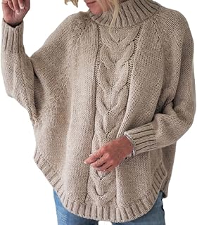 MKIUHNJ Hoodies Women's Casual Long Sleeve Turtleneck Pullover Chunky Knitted Pullover Loose Plus Size Cardigan Dusky Pink