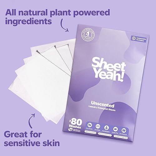 Miniatura 5 de Sábanas para lavar, altamente concentradas, ecológicas, hipoalergénicas, suaves con la piel, sin perfume, 20 hojas (40 cargas estándar)