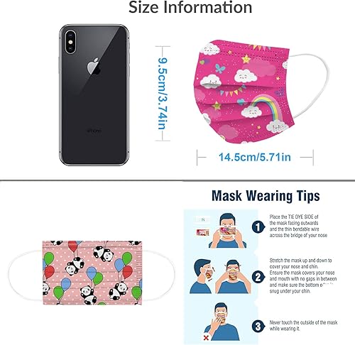 Miniatura 6 de Mascarillas desechables para niños, estampadas con diseños de caricaturas, estrellas, astronautas, mariposas y arco iris, para volver a la escuela,