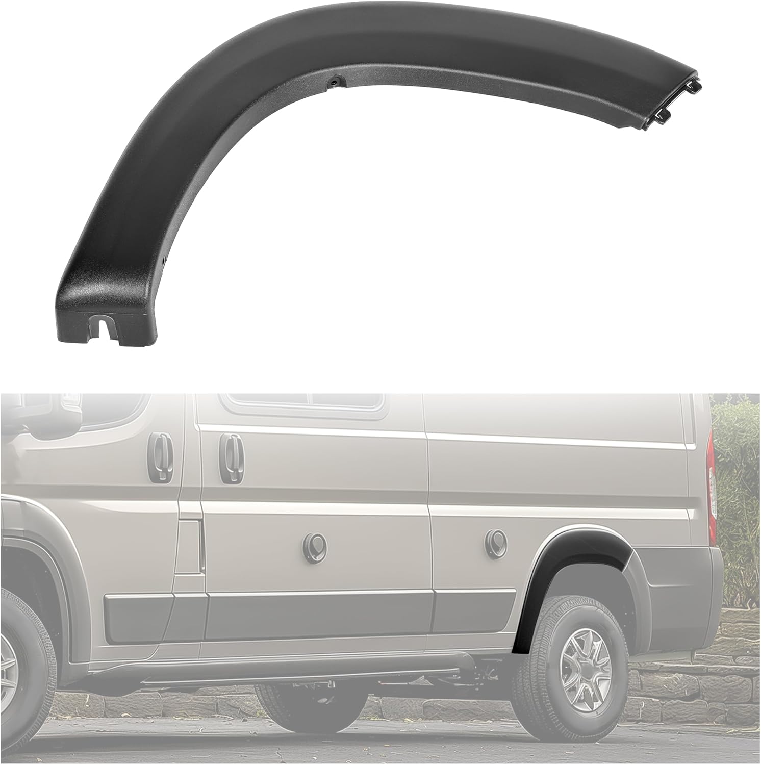 KUAFU Rear Bumper Molding Trim Fender Flare Compatible with 2019-2022 Dodge Ram ProMaster 1500 2500 3500 Wheel Flare PP Plastic Black Left Driver Side