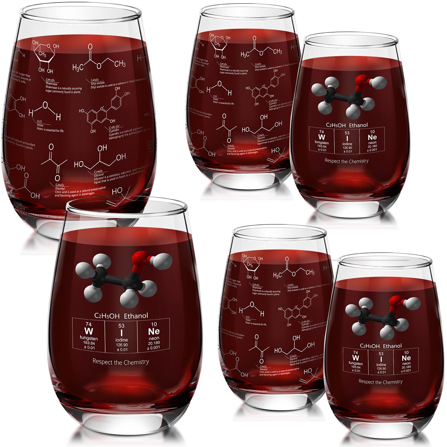 Yungyan Weinglas ohne Stiel, transparent, 425 ml, wissenschaftliche Geschenke für Erwachsene, Lehrer, Wertschätzungsgeschenk, Chemiebecher, Glaswaren mit Molekülen für Kaffee, Tee, heiße und kalte
