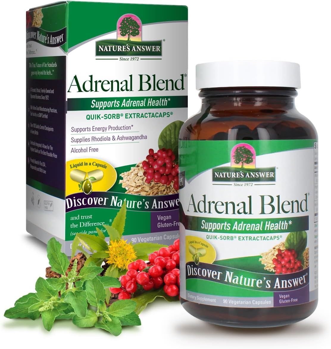 Nature's Answer Extracaps Adrenal Stress Away Vegetarian Capsules, 90-Count