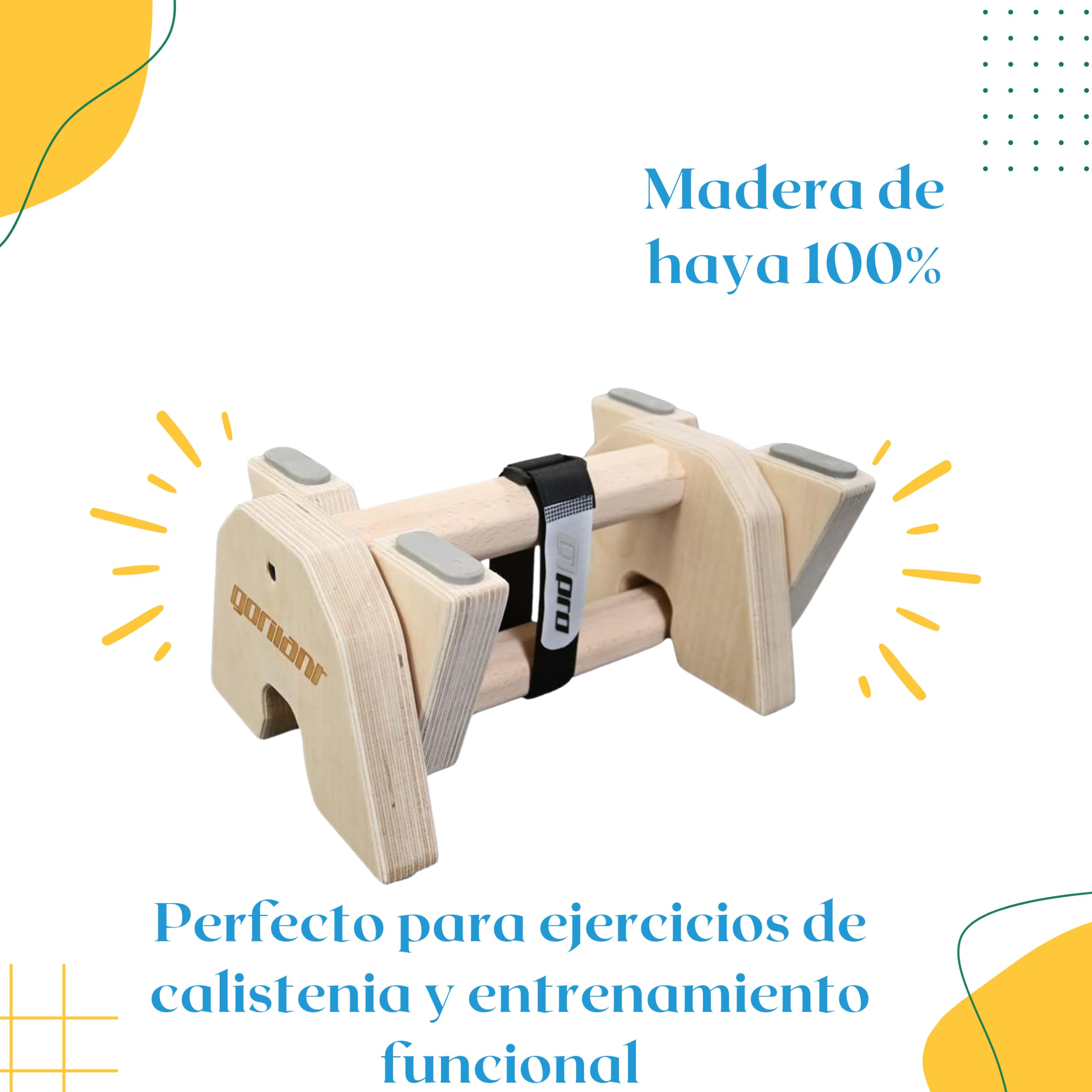 Barra De Dominadas Barras Paralelas De Madera Para Calistenia - Soporte Para Flexiones Y L-Sit - Portátil Y Antideslizante - Ideal Para Casa O Gimnasio Suelo Gimnasio
