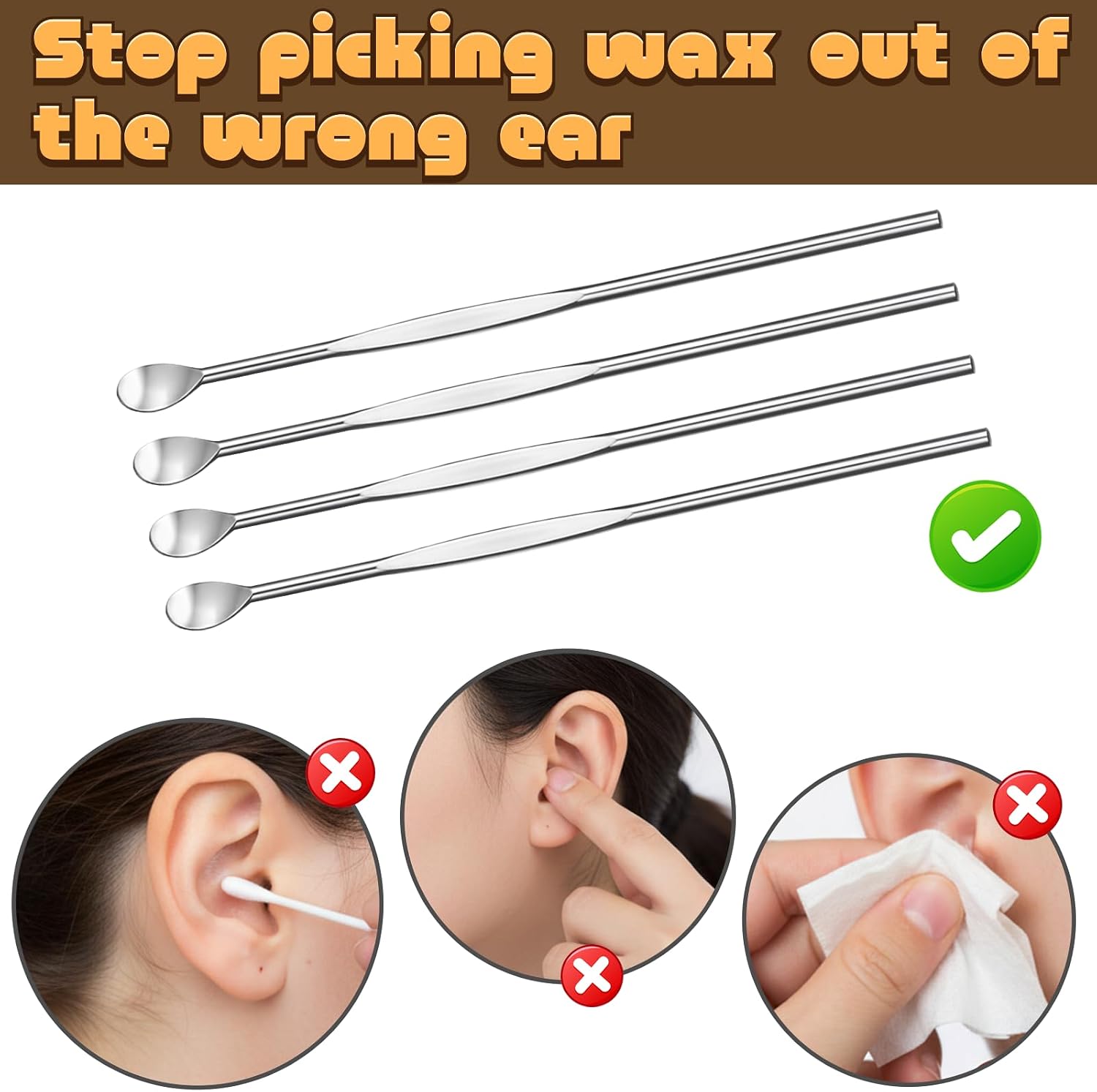 TIESOME 50Pcs Stainless Steel Wax Carving Tool, Ear Spoon Metal Ear Cleaner Portable Ear Pick Earwax Curette Ear Cleaner Tool Clay Sculpting Tools for Wax Modeling Sculpting and Shaping Engrave