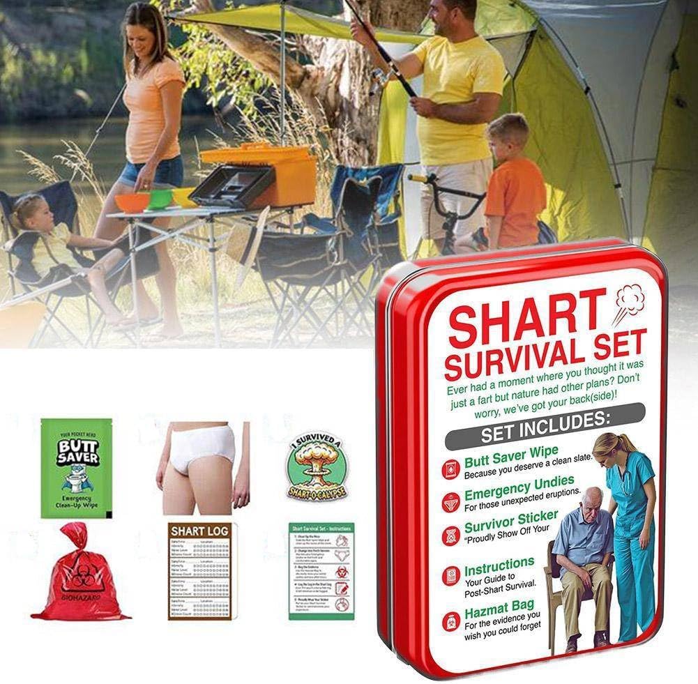 Shart Survival Set,Funny Gag Gift Boyfriend& Girlfriend Gifts Includes Disposable Underwear, Hazmat Bag, Wet Wipe and More,Unique Humor Joke Gift Set for Men Humor Prank Him Fart