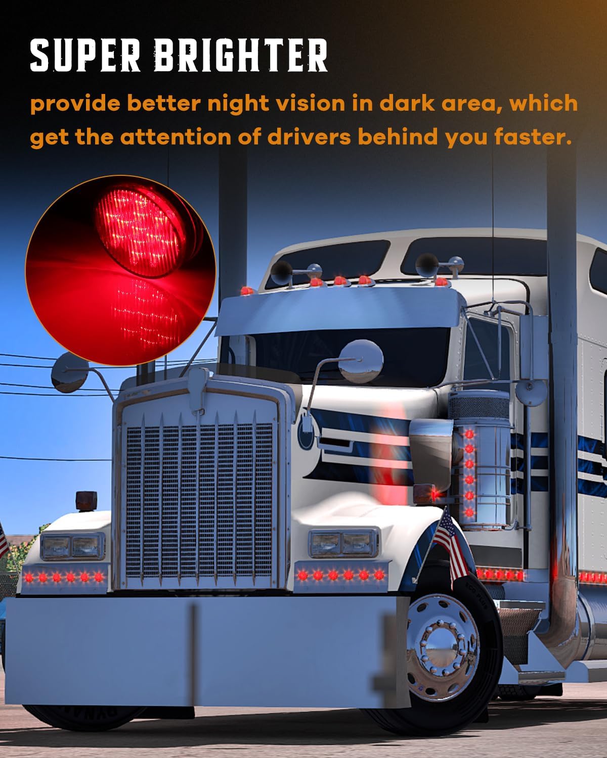 cciyu 6x 2.5 inch Red 13 LED Side Marker Turn Signal Light 2.5" Round Clearance Lights Amber LED Side Marker Lights Sealed Trucks Lamps Replacement Trailer Marker Lights Truck RV Lamps