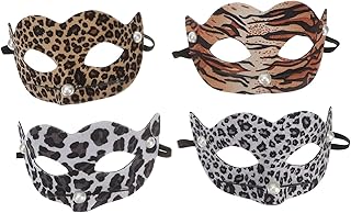 Hohopeti 4 Pçs Máscara De Leopardo Em Pvc Máscara Cosplay Máscara De Animal Decorativa Meia Máscara Máscara De Animal Requintada Máscara De Festa Veneziana Máscara De Festa Cosplay Veneza