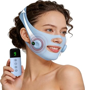 Microcurrent Face Lift Mask Hands-Free Jawline & V-Line Lifting, Double Chin Reducer, 4-Point Adjustable Strap, Smart Pulse Facial Toning Device for Skin Firming