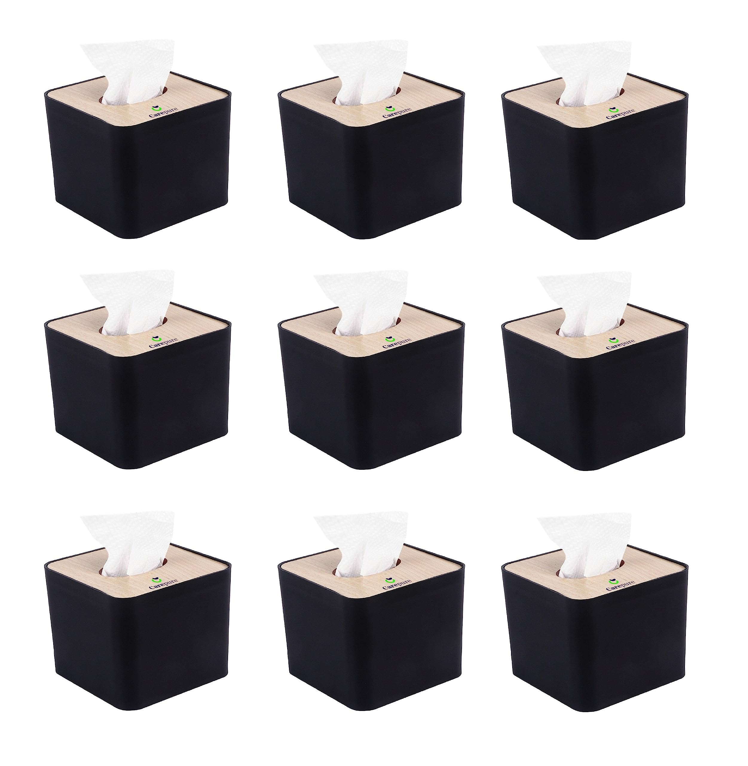 Pop Up Table Top Removable Bamboo Wooden Cover Tissue Box Dispenser Holder Square (Black-9)-image-37