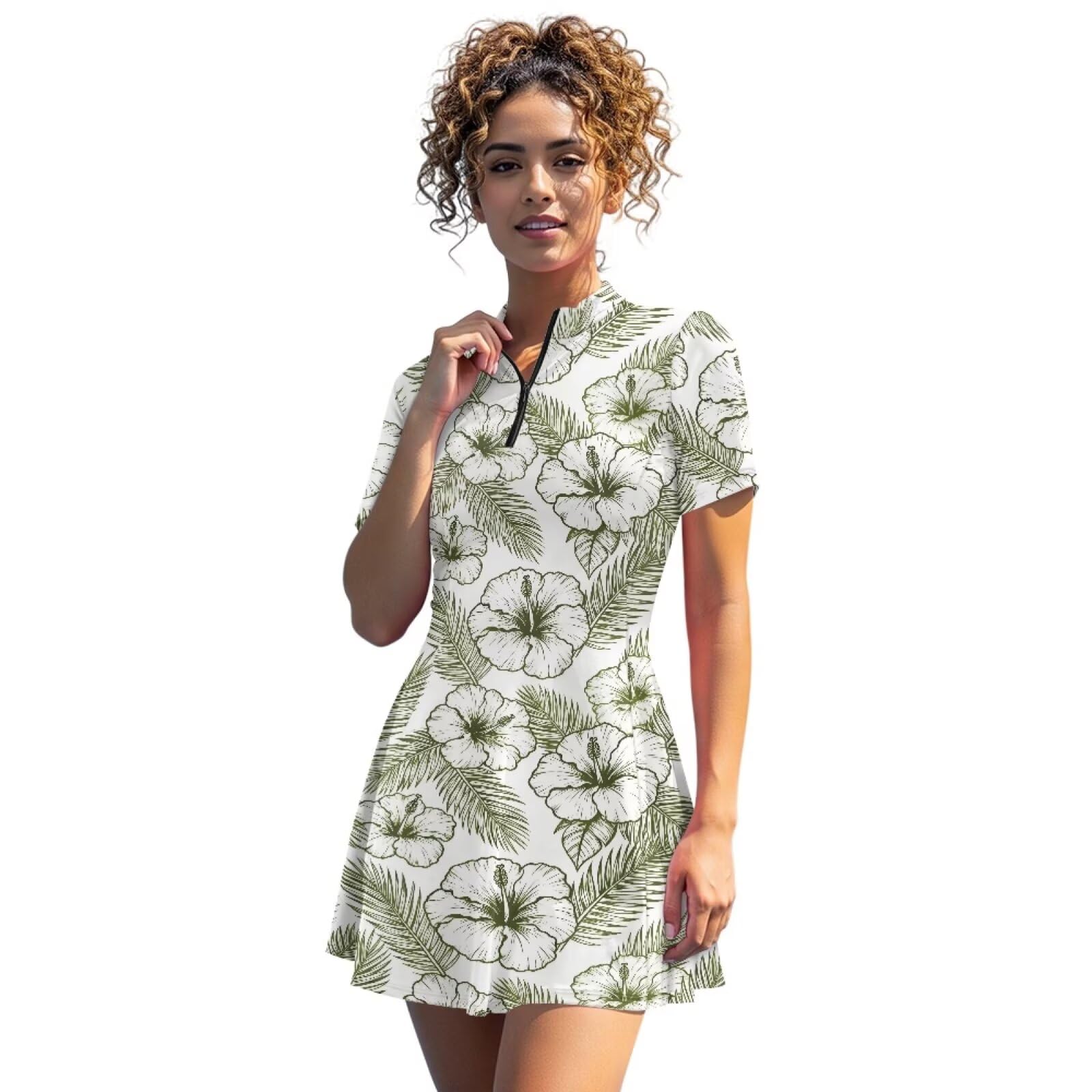 chaqlin Vestidos de tenis para mujer con pantalones cortos con control de abdomen, vestido de golf atlético deportivo con bolsillos, tallas XS-2XL