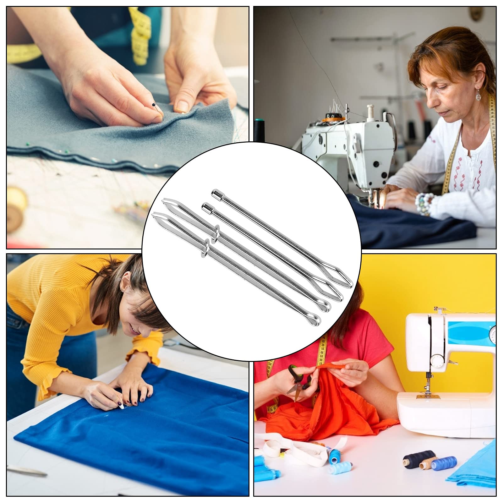 Pince à Enfiler Les Cordons élastiques - Lot De 4 (2 Grands + 2 Petits), Acier Inoxydable, Pour Couture Et Bricolage