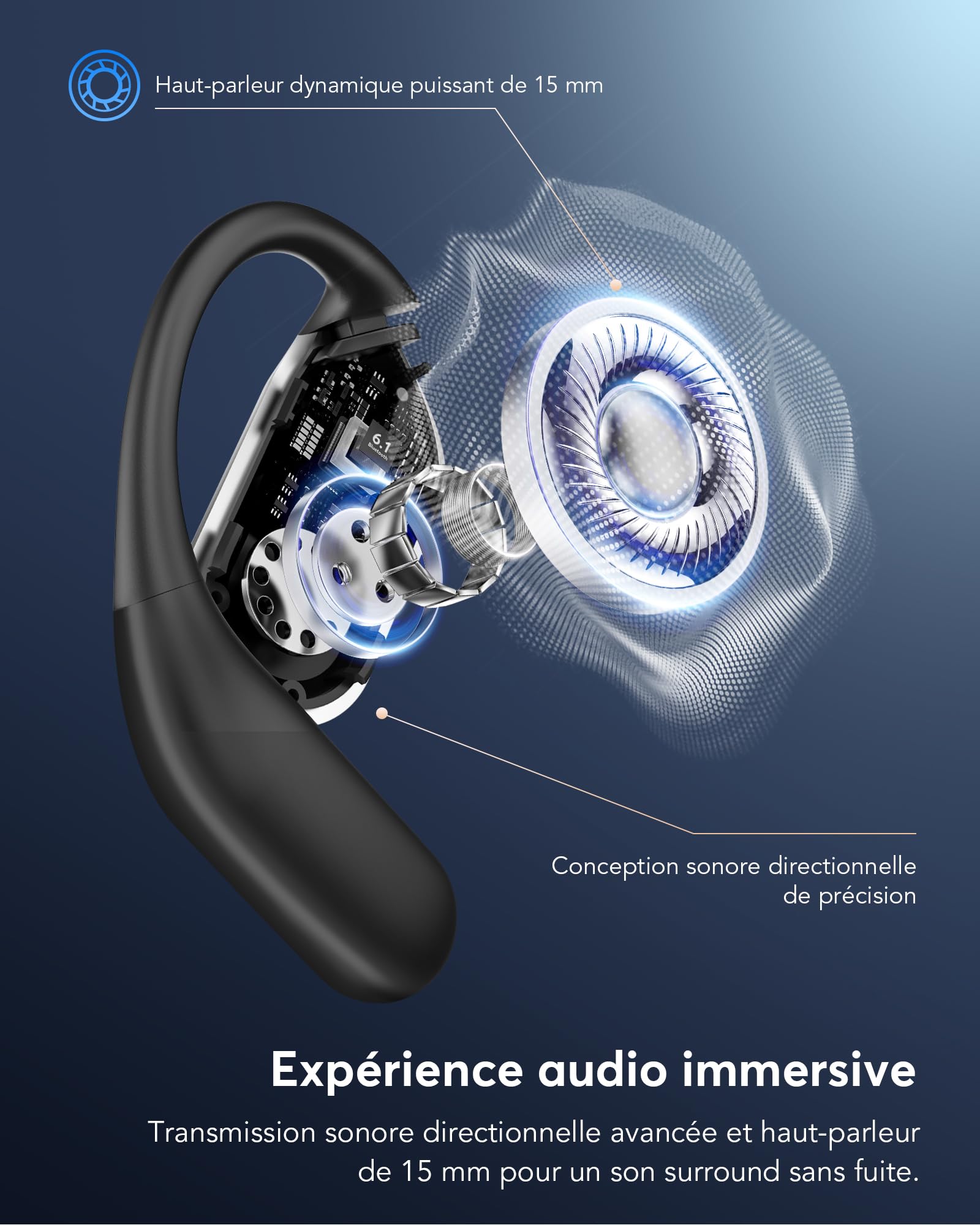 AI Ecouteur Traducteur Instantané Bluetooth 6.1, 3 en 1 198 Langues 8 Modes Traduction avec APP, 80H Oreillette Noir