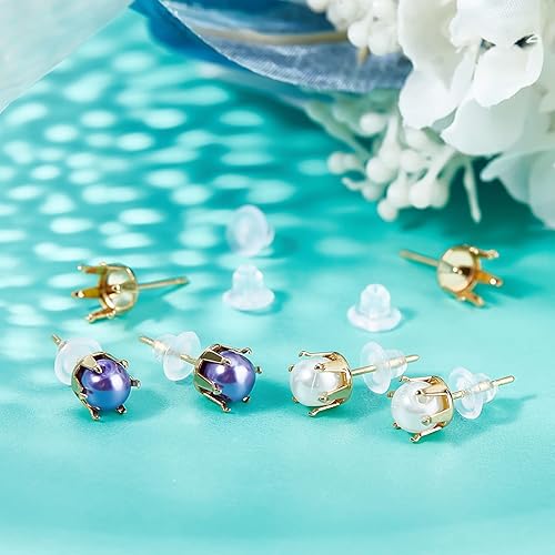 Miniatura 5 de Beebeecraft 50 piezas por caja de aretes de tuerca de acero inoxidable chapado en oro de 24 quilates componente de poste con tuercas para las orejas