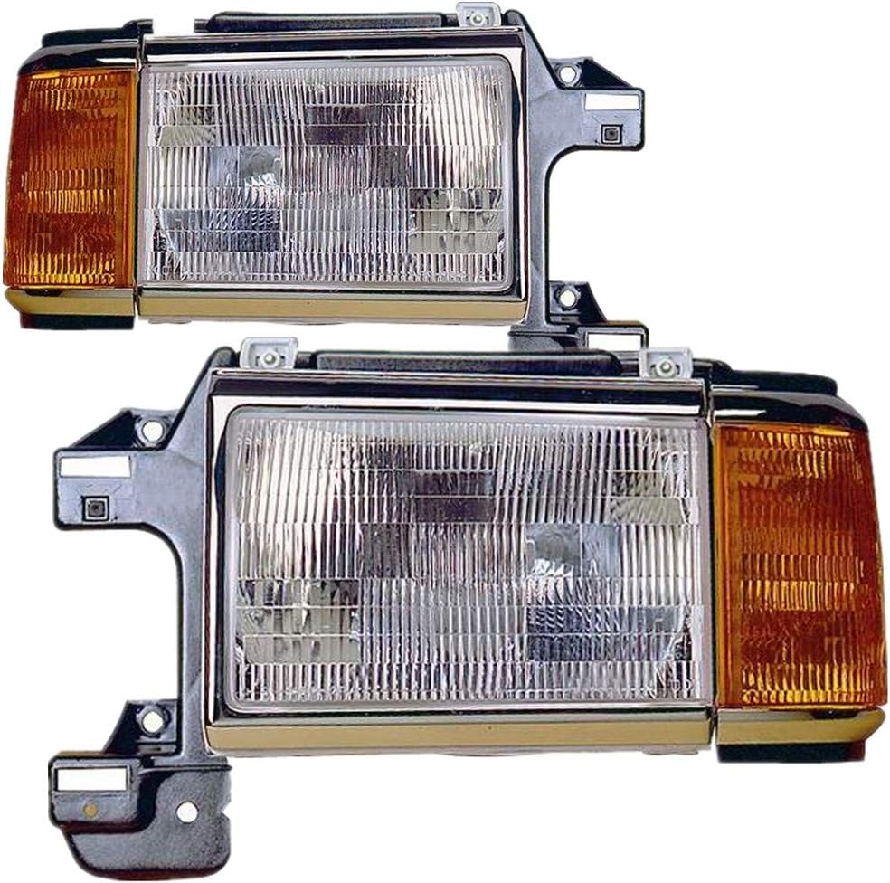 FOR 87-91 FORD F150 F250 BRONCO CHROME HOUSING AMBER CORNER HEADLIGHT HEAD LAMPS - Foto 9