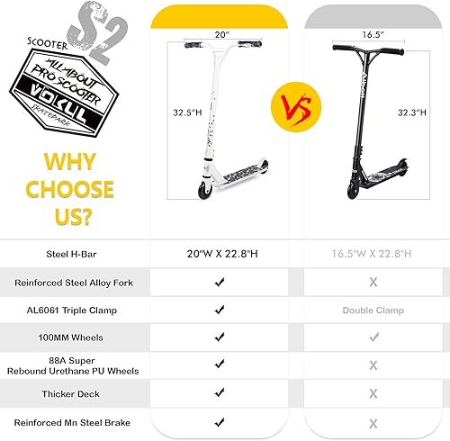 Miniatura 8 de VOKUL Patineta profesional completa para niños, niñas, adolescentes de hasta 6 años  Freestyle Tricks Pro Stunt Scooter  Regalo de alto rendimiento