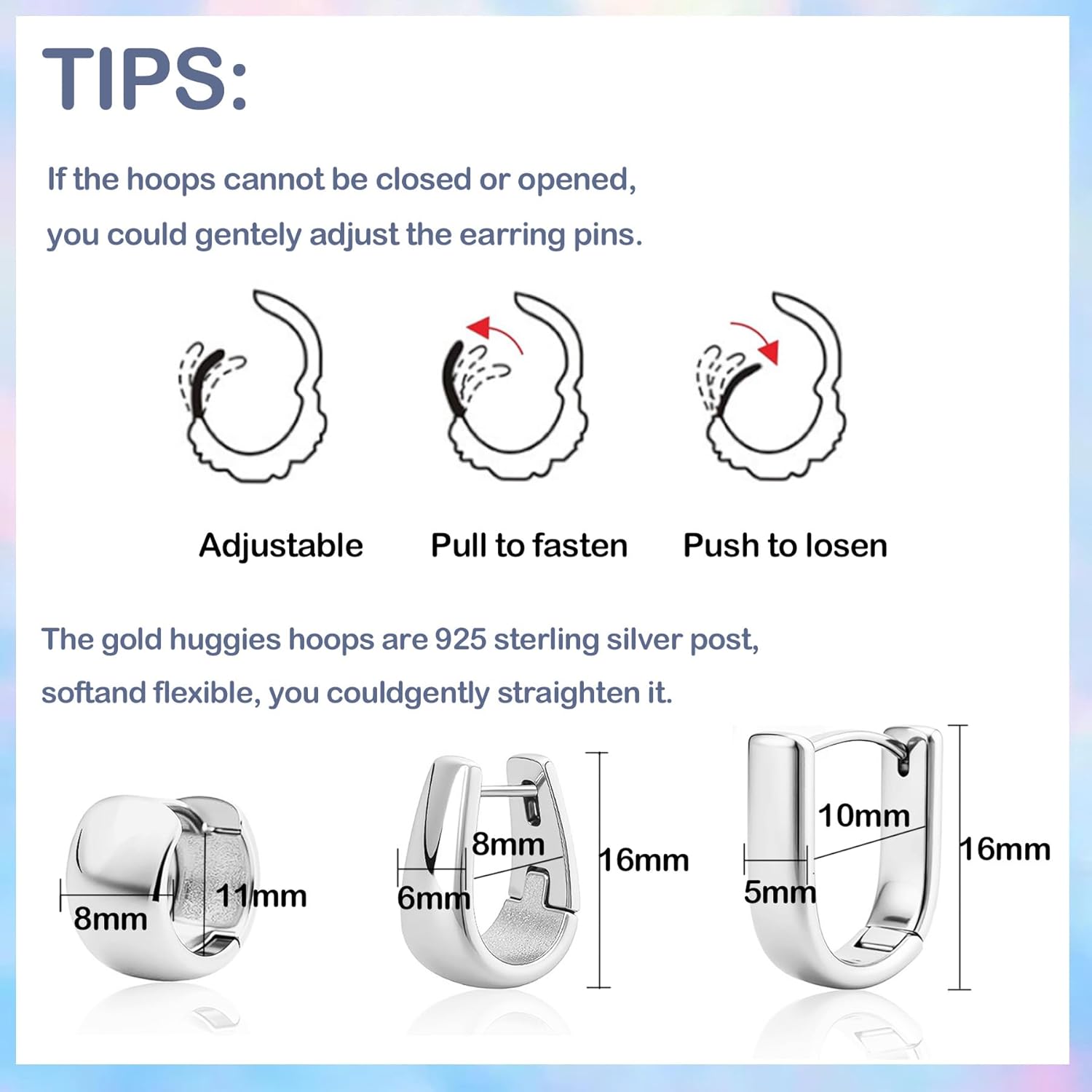 Small Chunky Thick Hoop Earrings for Women 14k Gold Plated Huggie Hoops Earrings Hypoallergenic Silver U Square Earring Set - Image 6