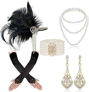 1920s Flapper Gatsby Costume Accessories Set 20s Flapper Headband Vintag...