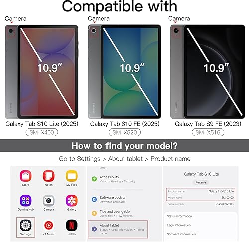 Miniatura 2 de ALILANG Funda para Samsung Galaxy Tab S10 Lite/S10 FE/S9 FE 10.9 pulgadas/Tab S9 11 pulgadas con lápiz capacitivo, múltiples ángulos de visión