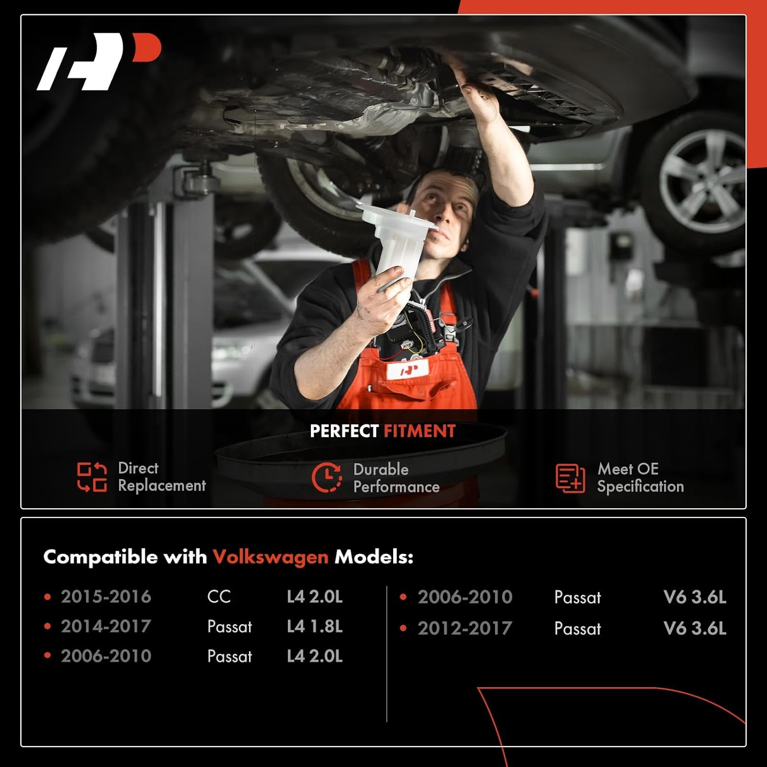 A-Premium Fuel Filter Assembly Compatible with Volkswagen Passat 2006-2010/2012-2017, CC 2015-2016, 1.8L 2.0L 3.6L, Replace# 3C0919679A