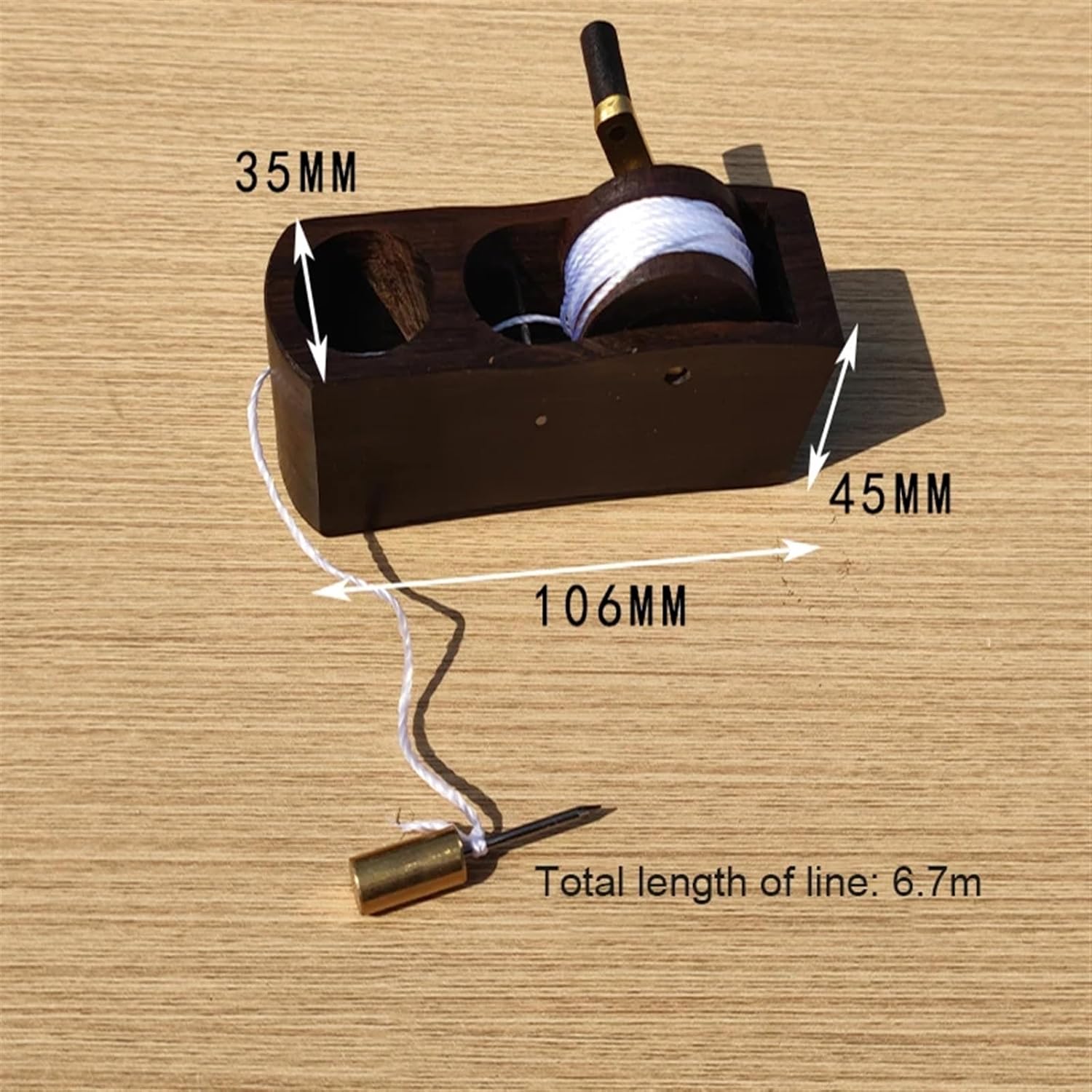 Ebony Ink Line Maker for Woodworking Hand Crank Ebony Marking Gauge with 6.7m Cotton Thread Ink Fountain Carpenter Tools