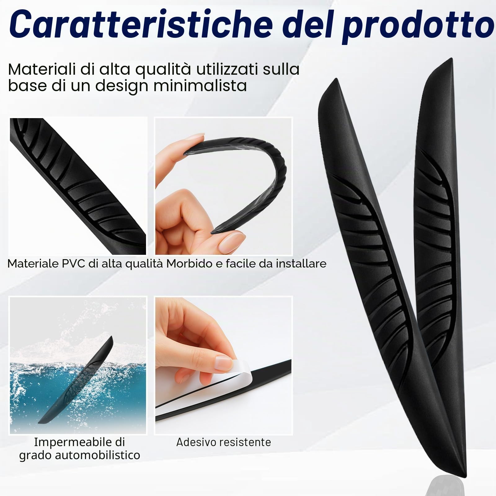 10 Pezzi Paracolpi Auto, Paraurti Anteriore Protezione Paraurti Auto Profili In Gomma Adesivi Per Carrozzeria Auto Protezione Paraurti Posteriore，Nero (2 Taglie)