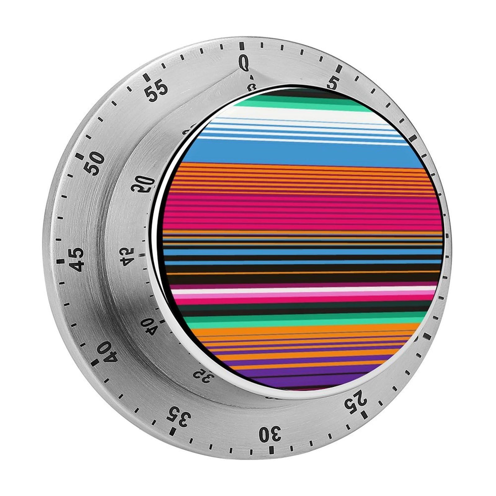 Mexican Blanket Stripes Art Circular Rotating Timer, Suitable for Kitchen and Bedroom