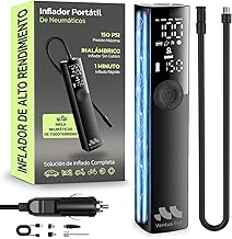Woowind Ventus Pro Portable Air Compressor for Car, Bike, Motorcycle, SUV and Pickup – Electric Tire Inflator, 150 PSI, Cordless or Wired Use 12V DC, Auto Shut-off and LED Flashlight