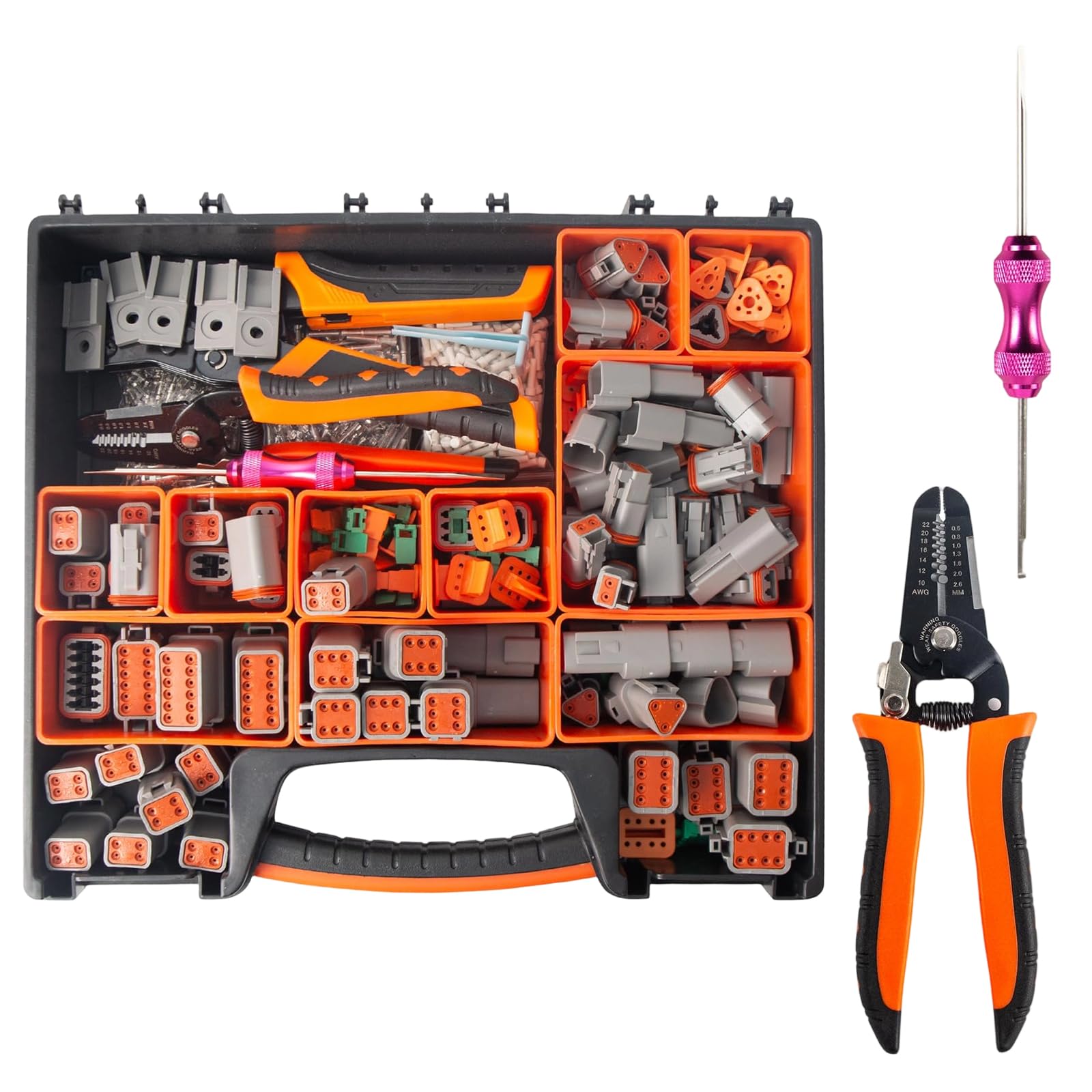 Kit de connecteurs Deutsch 924 pièces, connecteurs électriques automobiles avec outil de sertissage, connecteurs à 2, 3, 4, 6, 8, 12 broches, ensemble d'outils d'extraction Wedgelock et broches pour