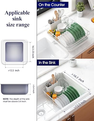 Miniatura 22 de Kitsure Escurridor de platos para encimera de cocina, artículos esenciales de organización y almacenamiento de fregadero de acero inoxidable con Gris
