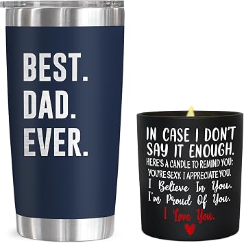 TEEZWONDER Fathers Day Gift Set - 20oz Tumbler & 10oz Candle