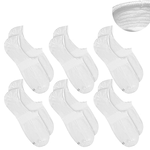 Kit 6 Pares Meias Sapatilha com Silicone Super Invisível Esportiva Yoga Mash Unissex Adulto