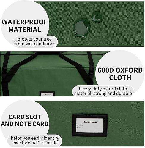 Vista 4 de AerWo Bolsa de almacenamiento para árbol de Navidad de 7.5 pulgadas, caja de almacenamiento extra grande para árboles artificiales de hasta 7.5 Verde