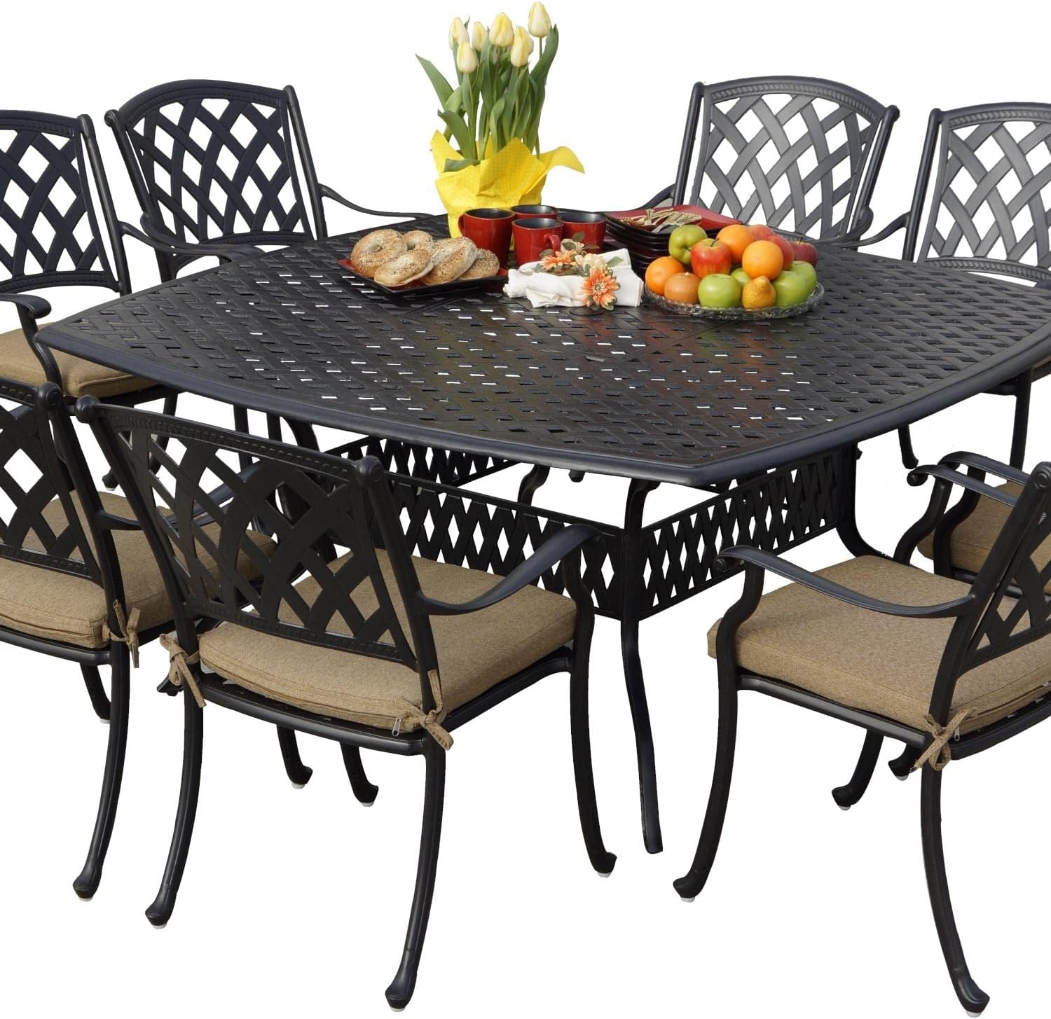 Darlee Ocean View 9 Piece 64" Square Patio Dining Set in Bronze