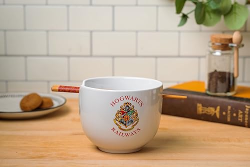Miniatura 9 de Silver Buffalo - Cuenco con palillos para arroz, fideos o ramen, de cerámica, modelo Hogwarts Railways con escudo, de Harry Potter, apto para